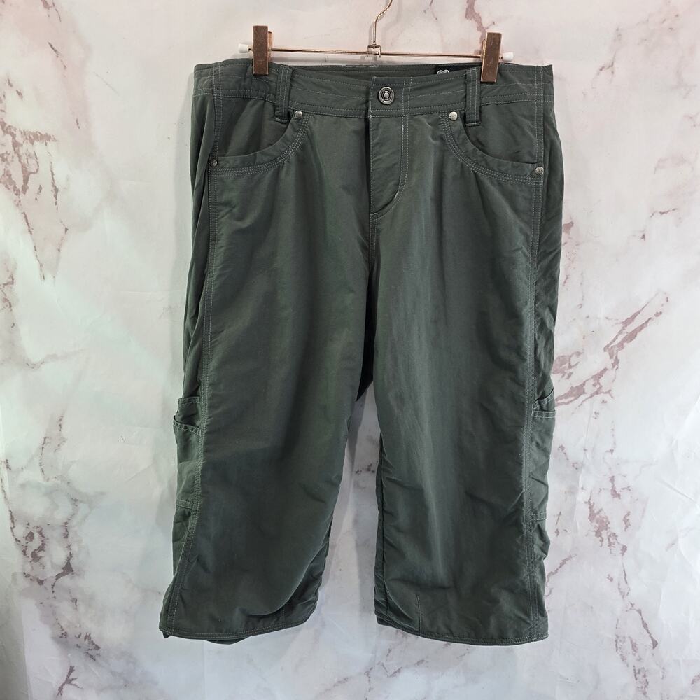 Kuhl Capri Women 10 X 17 Gray Ripstop Nylon Mid Rise Cropped Pants Capris